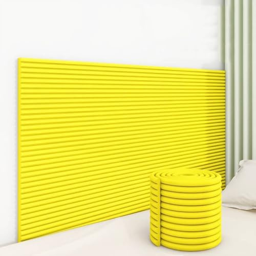 SkyFace 3D Autoadesivo Pannelli Imbottiti per Pareti Bambini DIY Tagliabile Pannello Imbottito, Testiera Cuscino da Parete Letto Spugna Sddensata Parete Letto Decorativi (giallo, 40 x 200 cm)