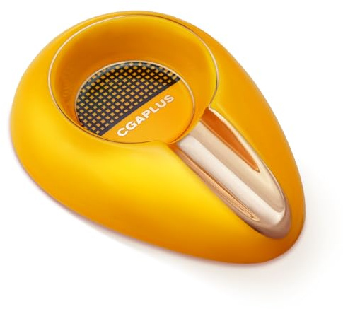 Cigar Ashtray Cigarettes Outdoor Cigars Ash tray for Men travel/Patio/Outside/Indoor Ashtrays Elegant Ashtray with a Gold Accent (Yellow)