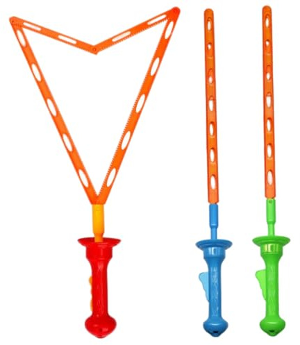 Ginwrek Varita gigante de burbujas, 3 varitas de burbujas, varita gigante en forma de espada con burbujas dobles grandes y pequeñas, 46 cm, color aleatorio