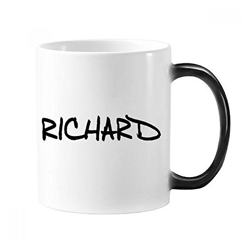 DIYthinker Spécial Nom Anglais Richard Handwriting Morphing thermosensibles Changer de Couleur Tasse de café avec Lait Cadeau poignées 350 ML Multicolor