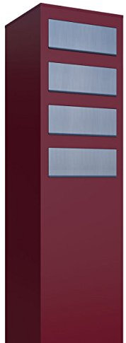 Boite aux lettres, boîte aux lettres Design Monolith for Four Rouge/Inox – bravios