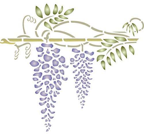 Wisteria Schablone, wiederverwendbar, Blumen Bordüre Wand-– Vorlage, auf Papier Projekte Scrapbook Tagebuch Wände Böden Stoff Möbel Glas Holz etc. m