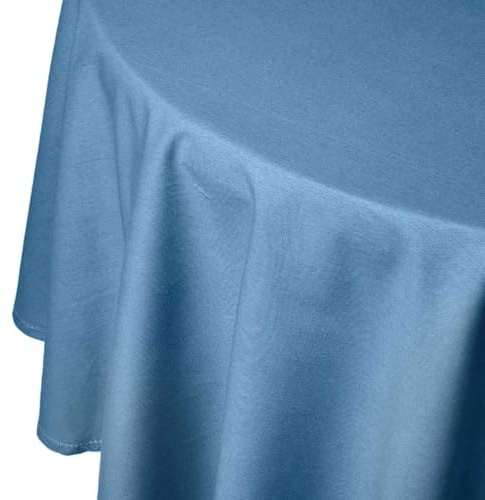 HOMESCAPES Mantel de Mesa Redondo, Ropa de Mesa de Algodón Liso, Azul Oscuro, 178 cm