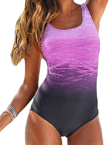Sweetneed chida yi Bañadores de Mujer Traje de una Pieza con Relleno Bañador Push up Ropa de Baño Cintura Alta Size Gradiente de Color Cruz Atrás Slim Fit Cuerpo Atractivo Bañera Bikini…