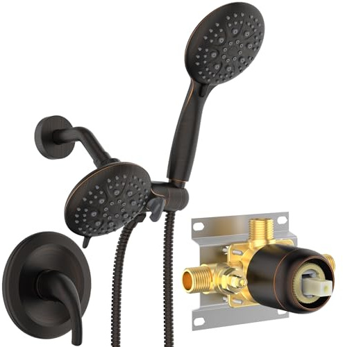 SR SUN RISE High Pressure 3-Way Rainfall Shower Faucet, 3 in 1 Shower Head and Handheld Shower Combo Set with 71” Hose, Easy to Clean Bathtub or Pets, Valve and Shower Trim Kit, Oil Rubbed Bronze