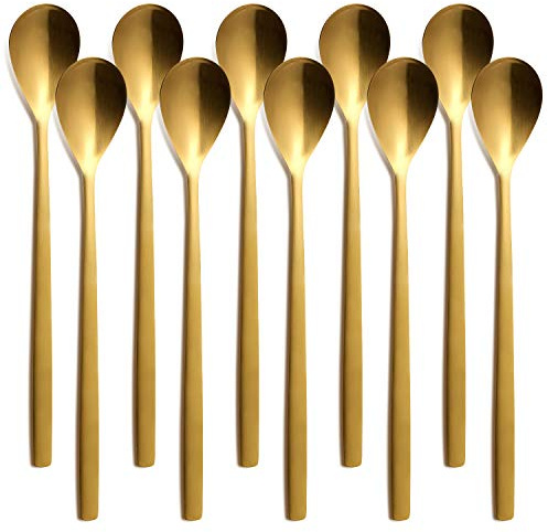 10er SET COMAS 7551 Longdrinklöffel BARCELONA GOLD Edelstahl 18/10 / PVD-Beschichtung/Gold-Finish