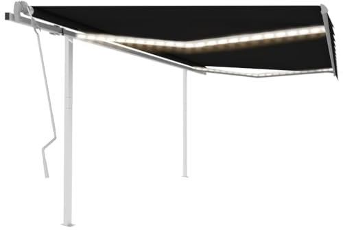 vidaXL Gelenkarmmarkise Einziehbar mit LED Markise Sonnenmarkise Balkonmarkise Sonnenschutz Sichtschutz Terrasse Garten 4x3m Anthrazit