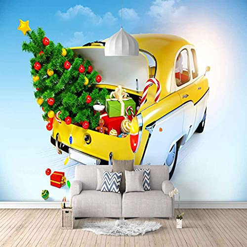 FVGKYS Wandbilder Schlafzimmer Erwachsene Kinder Tapete Plakate 3D Gelber Pickup-Truck Selbstklebend Wandgemälde Wandtattoo Kunst Dekoration Für Wohnzimmer Küche Wanddekoration 200x150cm