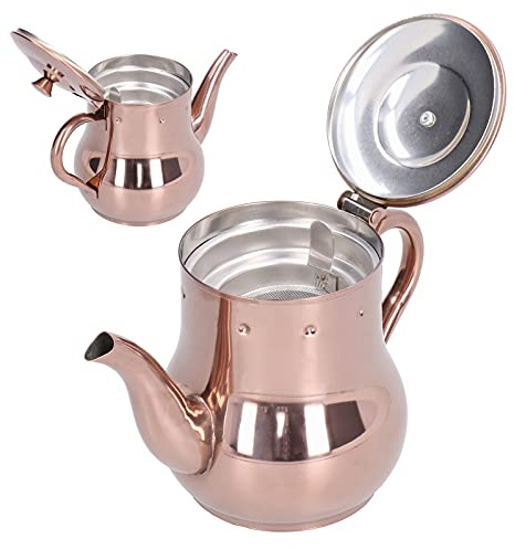Teiera in oro rosa, teiera in acciaio inossidabile con coperchio integrato e design antiscottatura per la casa, 500 ml