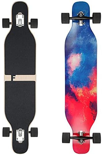 FunTomia Longboard con 2 livelli flessibili - Skateboard Drop Through Cruiser - Cuscinetto a sfera Mach1 Speed - Chiave a T
