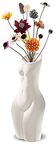 Kingbar Vase Corps Femme, céramique Corps en Forme de Sculpture, Vase Abstrait Moderne pour Fleurs séchées Bouquet, Decorative Vase for Home Office Desktop, Blanc