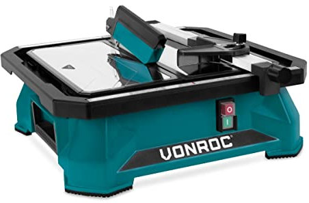 VONROC Tagliapiastrelle VONROC 650W - Piano Inclinabile 0-45°, Serbatoio Acqua, Lama Diamantata Ø180mm, Guida Parallela, Sicurezza Inclusa