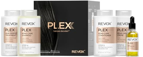 REVOX B77 - Hårvårdsset, Innehåller Plex Steg 3, 4, 5 Och 6 + Hårolja, Håruppbyggnad För Hem Och Salong, Återfuktning Av Djupt Hår, Starkt Och Glänsande Hår