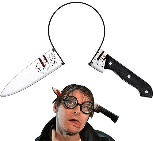 Plastic Faux Couteau Bandeau avec du Sang À Travers La Tête Toys Tricons pour Les Accessoires De Décoration d'halloween Effrayants Jeux De Fête