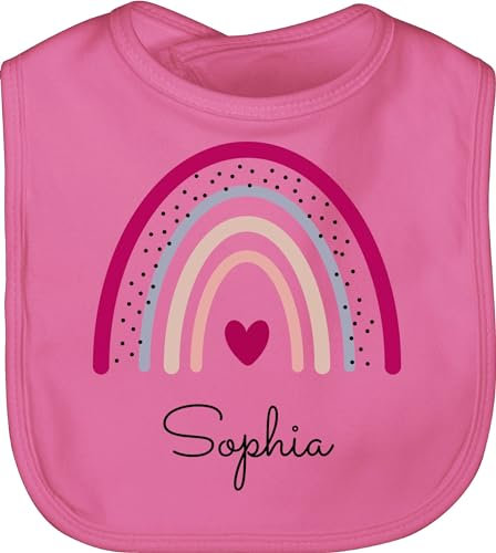Geschenk mit Namen personalisiert by Shirtracer Baby Lätzchen - Regenbogen Regenbögen - Unisize - Pink - personalisierter latz rainbow sophia personalisierte name und herz