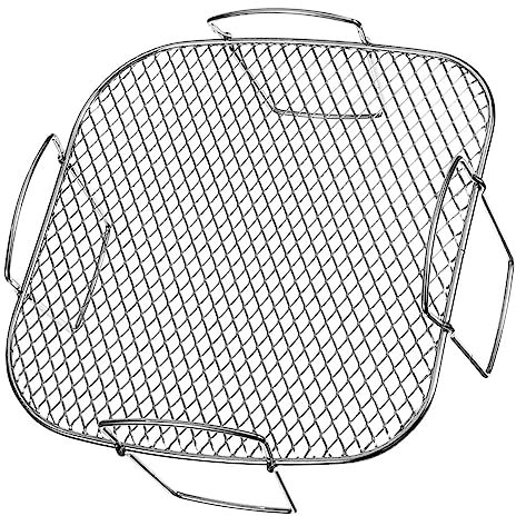 PRETYZOOM Edelstahl Air Fryer Rack Mit Hitzebeständigem Griff Stapelbares Zubehör Für Heißluftfritteuse Multifunktionales Regal Zum Grillen Dämpfen Und Trocknen Platzsparend Und Leicht Zu Re