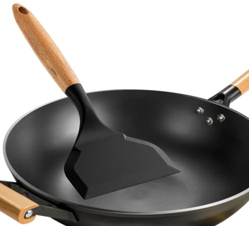 Silicone Spatula for Cooking Wooden Handle Dishwasher-Safe Non Scratch