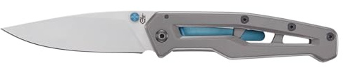 Gerber Taschenklappmesser mit glatter Klinge und Taschenclip, Paralite | Klingenlänge: 7,9 cm, Silber/Blau, 1069417