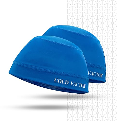 COLD FACTOR Instant Cooling Skull Cap & Helmet Liner 2 Pack-UPF 50+ Protection, Chemical-Free Evaporative Cooling Technology, Lasts Over 2 Hours, Breathable, Reflective Accents, Polyester Blend, Blue