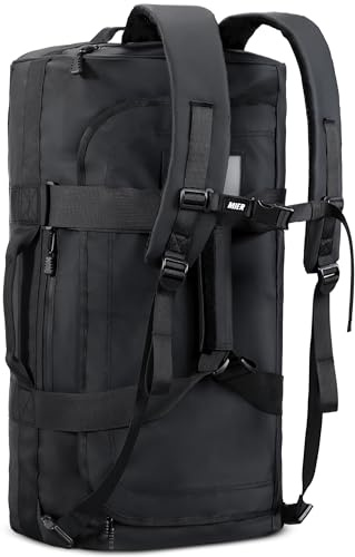 MIER Wasserabweisender Rucksack, strapazierfähig, wandelbar, mit Rucksackgurten für Fitnessstudio, Sport, Reisen, Schwarz, 40L