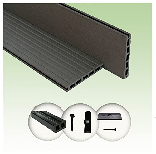WPC Terrassendiele WoodoFes Komplettset – inklusive Unterkonstruktion & Clips – beidseitig begehbar, wetterfest & pflegeleicht – Farbe: anthrazit (5 m²)
