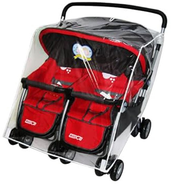 Zwillingskinderwagen Regenschutz, Side By Side Wasserdicht Transparent PVC, Kinderwagen Regenschutz, Umweltfreundlich Ungiftig Und Geruchlos, Feste Schnalle, Winddicht Regensicher