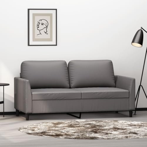 Homgoday 2-Sitzer-Sofa Loungesofa Sofa Couch Modern Doppelsofa Gästesofa Relaxsofa Relaxcouch Loveseat Sitzmöbel Sofa für Wohnzimmer Schlafzimmer Büro Grau 140 cm Kunstleder