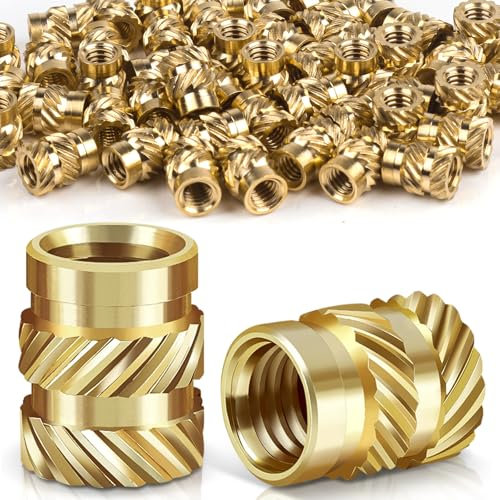 Caianwin 50PCS Thread Insert M4 Brass Heat Set Insert for for Plastic and 3D Printing Components - Brass Metric Knurled Nuts