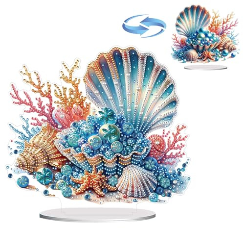 CXINLky DIY Diamond Art Painting Osterhase Tisch Deko, 5D Diamant Painting Ostern Tischdeko, Diamant Malerei Osterei Stehend Kunst Set für Ostern Hausgeschenk Deko-05-Muschelkernperlen