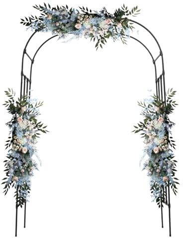 Rosenbogen Torbogen Rankhilfe Metall, Gartenbogen mit Schutzkappe und Verdrehtes Muster, Freistehend Rosengestell für Garten Decoration und Verzierung Kletterer (Schwarz, 240x150x40cm)
