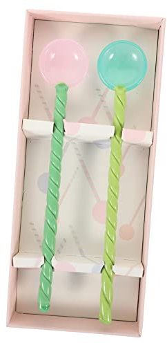 PRETYZOOM Palitos para Mezclar De Vidrio 2 Unidades Mango Largo Agitadores Reutilizables para Cócteles Bebidas Fiestas Barra Diseño Práctico