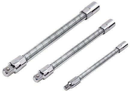 TEHAUX 3pcs Electric Drill Extension Rods Flexible Spring Steel Bit Extension Adapters for Enhanced Torque and Efficiency Tight Spaces
