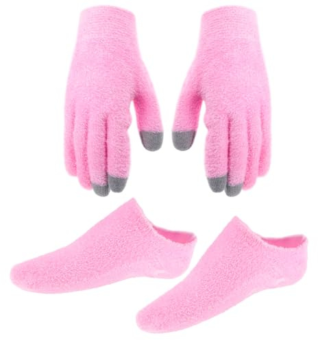 Homoyoyo Pantalla táctil – Máscara de guante hidratante Guantes agrietados Tratamiento durante la noche Calcetines hidratantes para el cuidado de los pies Calcetines de algodón Tejido Rosa