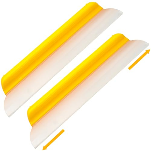 Lanties 2 Pack 14 inch Yellow Car Drying Squeegee Longer Silicone Automotive Water Wiper Flexible Auto T-Bar Rubber Blade for Car Windshield Glass Window Bathroom Shower Squeegees Wash Tool