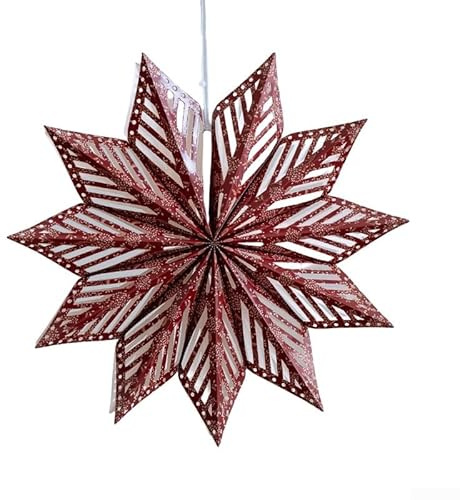 Ornamenti da appendere a forma di stella di carta origami per decorazioni natalizie e uso per feste, progettati per essere conservati in modo compatto e uso di lunga durata (40 cm rosso)