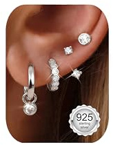 FIOROYAL Orecchini Donna Argento 925 Perno Anallergici Orecchini Pendenti Cerchio Set Orecchino Punto Luce Piccoli con Zirconi Cubici Cuore Impilabili Cartilagine Helix Piercing Regalo per Ragazze
