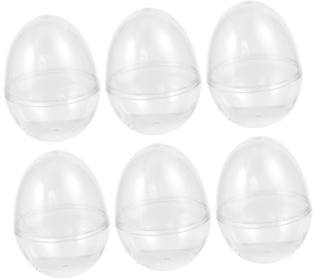 BELLIFFY 6pcs Plastic Candy Boxes Easter Eggs, Medium Size 7x9cm Hollow Easter Storage Containers for Party Candy Packing and Biscuit Packaging