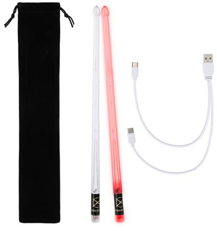BTFO Wiederaufladbare Leuchtende Drumsticks mit 15 Farbwechseln und USB-Ladefunktion das Perfekte Geschenk für Kinder Erwachsene und Profis