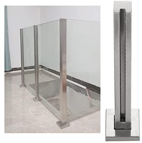 Collier de serrage carré moderne pour poteau de balustrade en verre – Système de support vertical pour intérieur/extérieur – Kit de balustrade en verre élégant pour la sécurité et le style