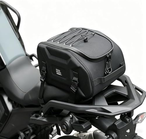 KEMIMOTO 13L Borsa Posteriore Moto Impermeabile, 3 in 1 Borsa Moto Multifunzionale per Portapacchi con Copertura Antipioggia, Borsa Sella Posteriore in EVA per Touring e Viaggi in Motociclo
