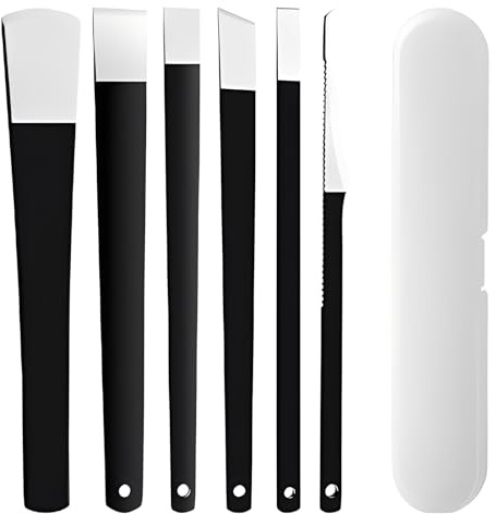 Set Professionale per Pedicure da 6 Pezzi, Kit Tagliacalli in Acciaio Inox con Custodia, Strumenti per la Rimozione di Pelle Morta e Calli Duroni, Set di Coltelli per Cura Piedi - Nero Elegante