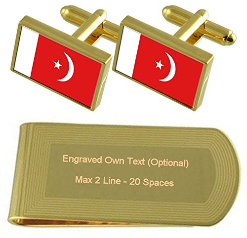 Select Gifts Umm al Qaiwan Flagge Gold-Manschettenknöpfe Geldscheinklammer Gravur Geschenkset