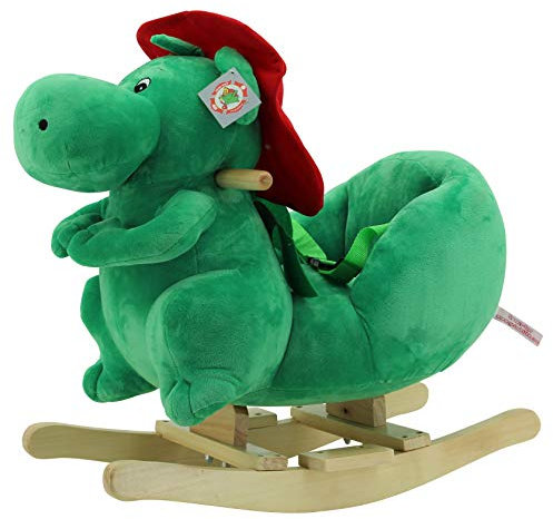 Sweety Toys 9053 GRISU Plüsch Schaukeltier Schaukelstuhl Drache Feuerwehrmaskottchen