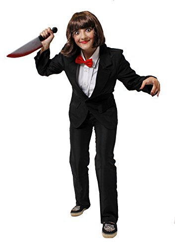 I LOVE FANCY DRESS BAUCHREDNER Halloween MÖRDER Frauen Puppen KOSTÜM VERKLEIDUNG=Fasching Karneval Halloween=4 Verschiedene GRÖSSEN-MIT UND OHNE Plastik Messer=MIT Messer-Anzug-SMALL