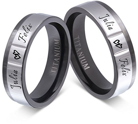 Juwelier Schönschmied Trauringe Partnerringe Eheringe - inkl. WUNSCHGRAVUR - Titan T25HHac - mit AMAZON KONFIGURATOR direkt online gestalten !