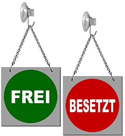 Frei-Besetzt-Wendeschild-150 x 150 x 2 mm-Hängeschild-Schild-Aluminium-Mit Kettchen + Saughaken-Nr.139-12