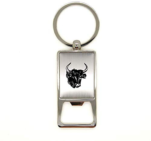 Porte clé en métal alu brossé Tête de Taureau 2 décapsuleur gravure laser