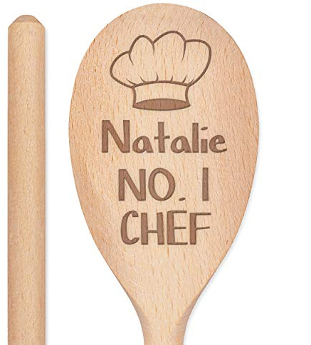 Personalised Custom Engraved Wooden Spoon No1 Chef Any Name Text