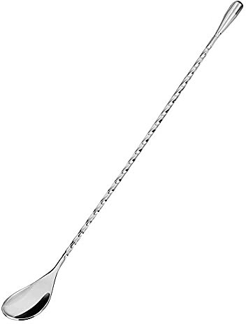 1 cucchiaio da cocktail, cucchiaio da cocktail, cucchiaino da tè freddo, cucchiaino da caffè, manico lungo, accessorio da bar, in acciaio inossidabile, a spirale, agitatore per cocktail e caffè