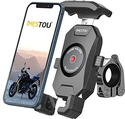 iMESTOU Support de téléphone pour Bicyclette avec Base de Montage en Aluminium sur Le Guidon, Installation sans Outil pour Les Smartphones de 4,0-7,0.